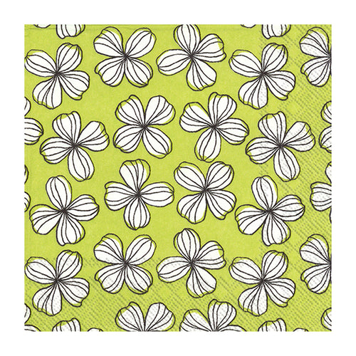 Luncheon Graphic Green Flower Napkins. Pack of 20