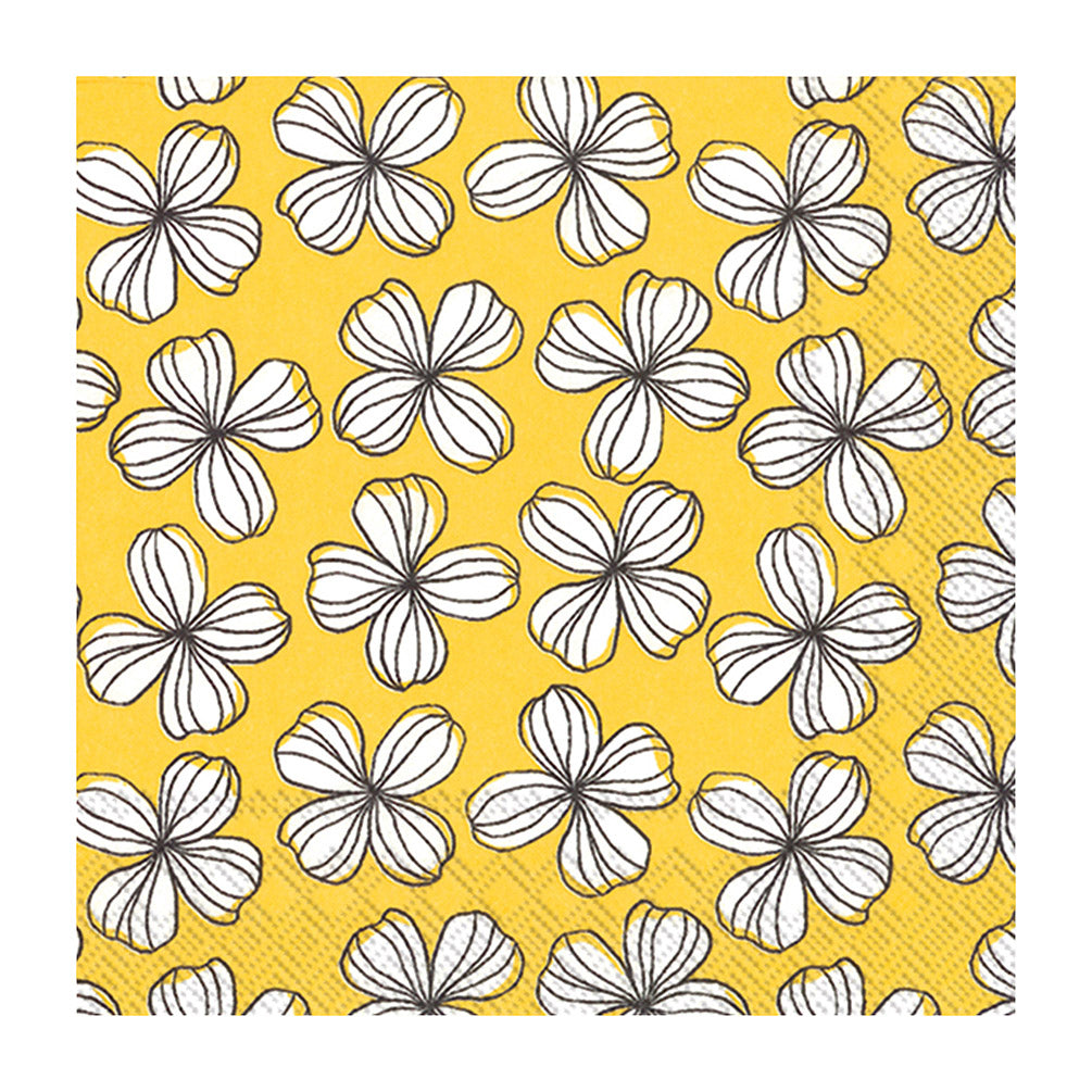 Luncheon Graphic Yellow Flower Napkins. Pack of 20.