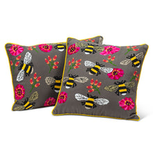 Load image into Gallery viewer, Square Bee &amp; Blooms Pillow