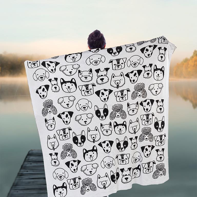 Throw Blanket-Reversible Dog Faces