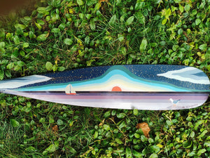 Drew Ridpath Custom Art Paddle -Starry Night with Sail and Seagull