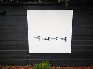 Outdoor Art-Wooden Panel with Merganser Ducks