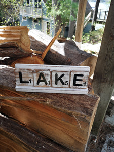 "LAKE" Scrabble Letter Sign