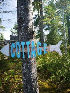 "Cottage" Fish Skeleton Sign
