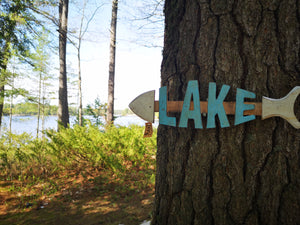 "Lake" Fish Skeleton Sign