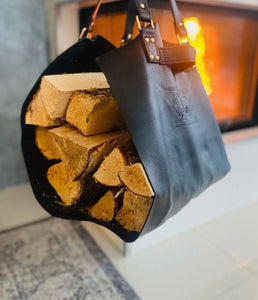 Leather Firewood Tote