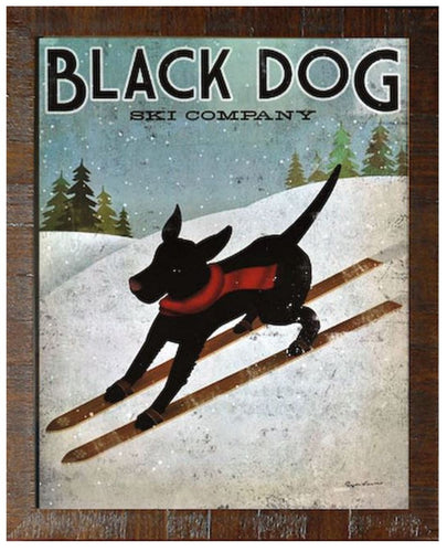 Art- Black Dog on Ski