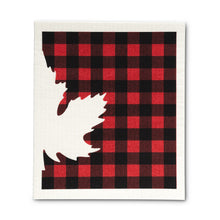 Load image into Gallery viewer, Buffalo Check Maple Leaf Dishcloths. Set of 2
