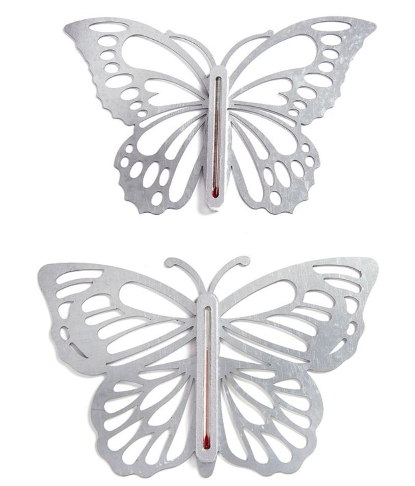 Galvanized Metal Butterfly Thermometer