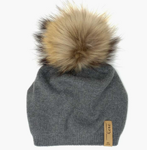 Load image into Gallery viewer, Super Soft Slouch Hat with Real Fur Pom Pom