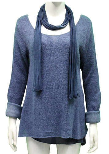 Made in Italy Layered Top with Scarf